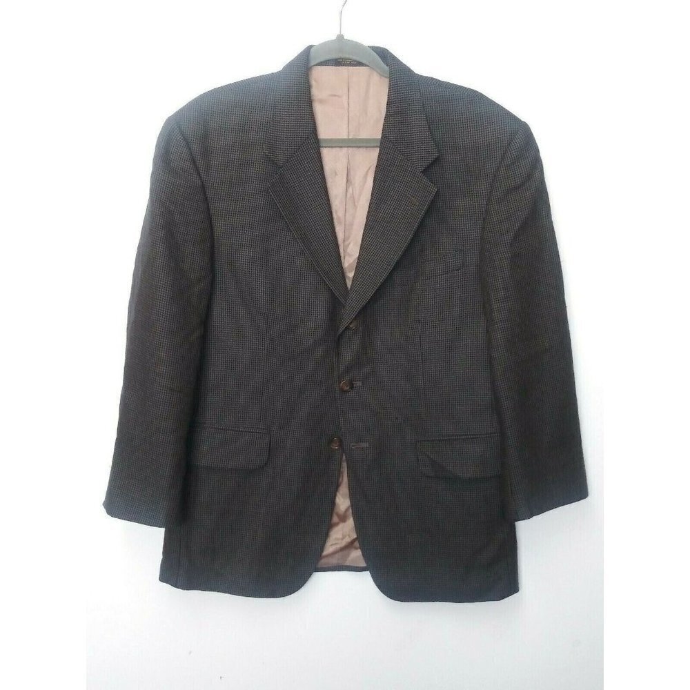 Oscar De La Renta Mens Blazer Sportscoat 40S green brown 100% Wool fully lined